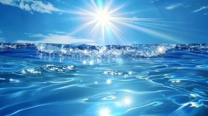 There are reflections of sunlight on the water, ripples of sound, and a textured surface to create a summery vibe