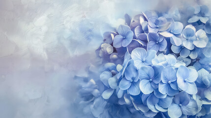 A cluster of blue hydrangea flowers in full bloom