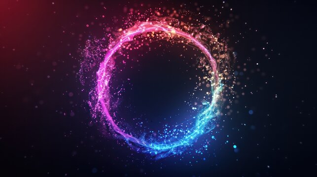 Vibrant Neon Glowing Text Frame with Festive Particles for Personalized Holiday Promotions, Generative Ai