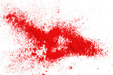 Red powder isolated on transparent background.