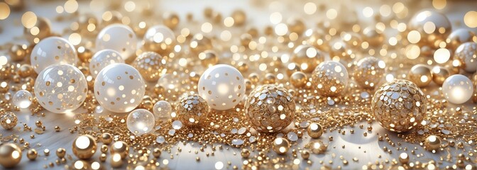 Fototapeta premium Close-up glittery background background White and gold glitter