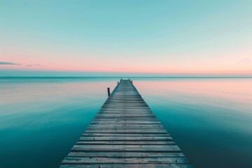 Fototapeta premium A wooden pier on the sea. Long exposure picture taken in Budva, Montenegro.