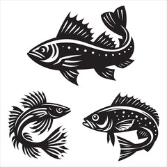 fish silhouette - cut out vector icon