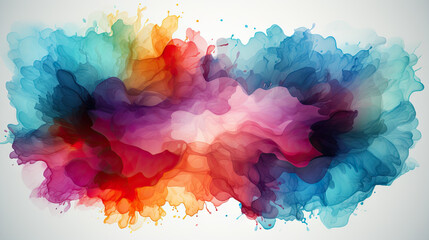 Fototapeta premium Abstract creative rainbow color background. Watercolor plashes on white background