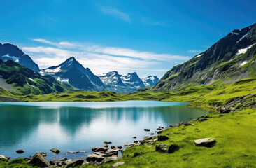 Breathtaking Alpine Lake Amidst Majestic Peaks