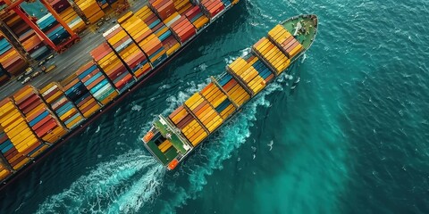 Fototapeta premium Cargo Ship Sailing on the Ocean