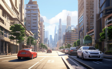 Naklejka premium Urban Sunrise: A New Day in the City