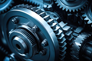 Precision Engineering Metallic Gears Close-Up