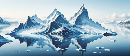 Fototapeta premium Digital illustration iceberg floating Underlying risks lurk bene
