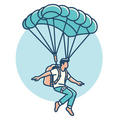Parachutist Character Illustration. Man skydiving Illustration