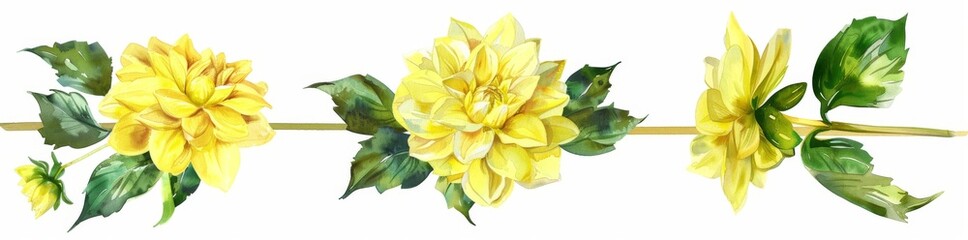 Isolated on transparent background, yellow flowers painting nature plant Hyperrealistic Highly Detailed PNG