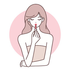 Woman Applying Lipstick Illustration