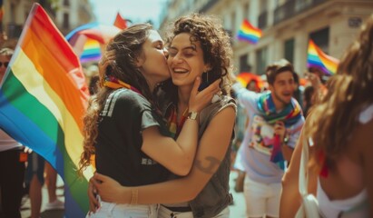 LGBTI Pride Week
In their show, two women hug and kiss each other