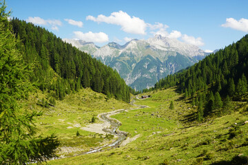 Fototapeta premium The panorama of Malfontal valley, Pettneu am Arlberg, Austria 