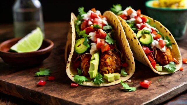 Close up of delicious fresh tacos
