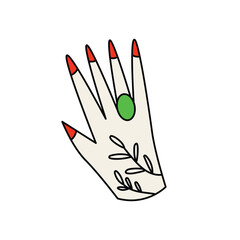 Obraz premium Vector illustration with tattooed hand icon on white background. Modern mystical design 