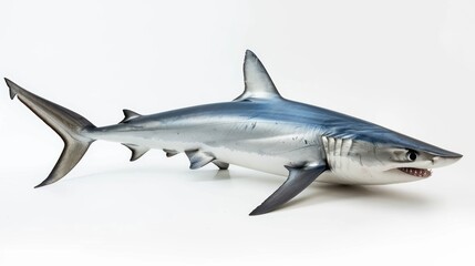 Longfin Mako Shark full body on white background