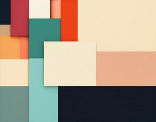 Abstract seamless background or frame with squared and lineal elements, different textures, 3d effects. Pleasant ambient colours. Copy space for presentation or quotes.