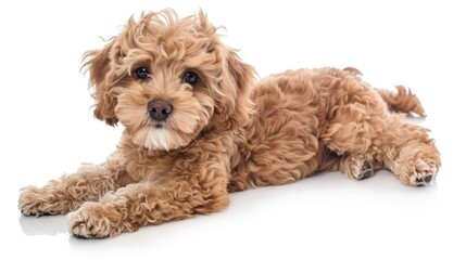 Maltipoo full body on white background