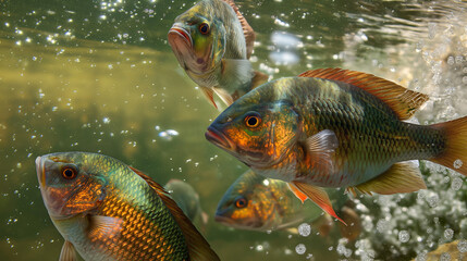 Fototapeta premium fish tilapia, Nile tilapia fish, fish swimming, Fresh raw fish, Fish tanks, fish farming