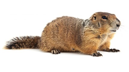 Marmot full body on white background