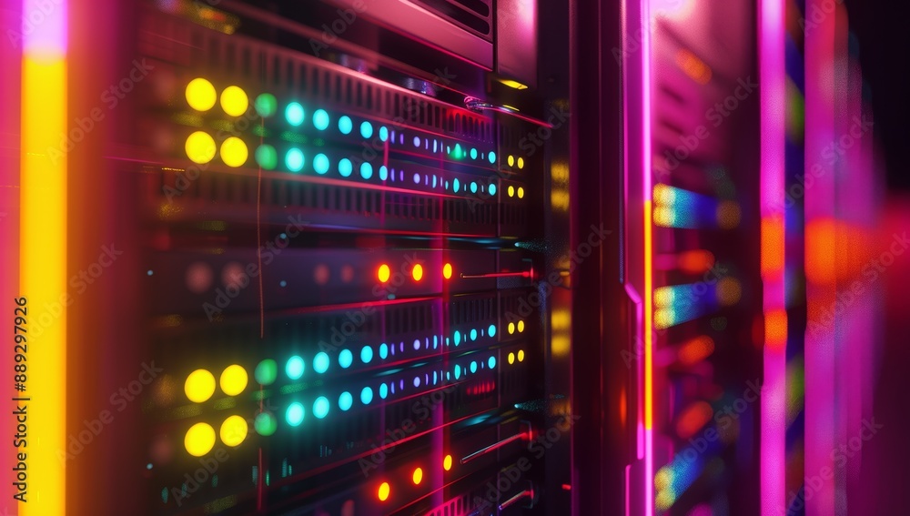 Poster Glowing Server Racks in a Modern Data Center