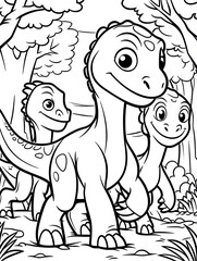 Obraz premium Coloring page for kids dinosaurs