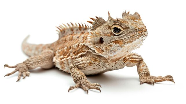 Horned Lizard full body on white background