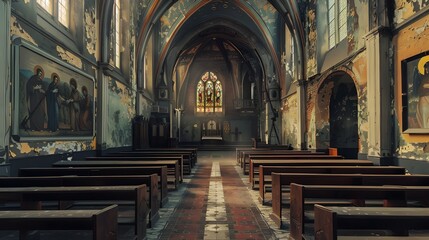 Fototapeta premium Interior of the old cathedral, church