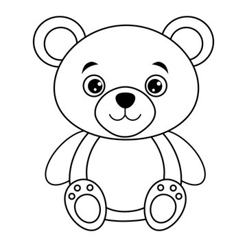 recommend clip art: Educational coloring pages for kids with outlined bear. Cute teddy bear line art for coloring pages