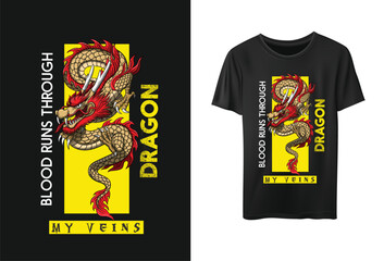 dragon t shirt sticker vector design
