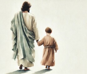  Jesus Walking with a Child
