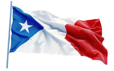 Chilean Flag Waving in the Wind Against a White Background