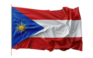 Waving Puerto Rican Flag Against White Background