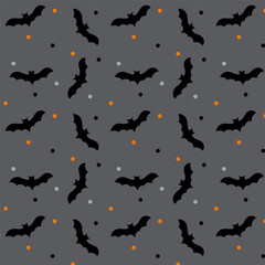 Halloween seamless pattern. Halloween bats silhouettes for holiday horror night. 