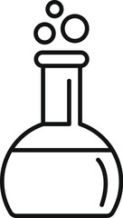 Line drawing of a chemical flask with bubbles representing a scientific experiment