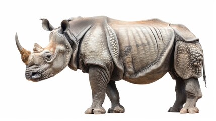 Fototapeta premium Javan Rhinoceros full body on white background