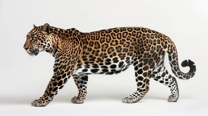 Javan Leopard full body on white background