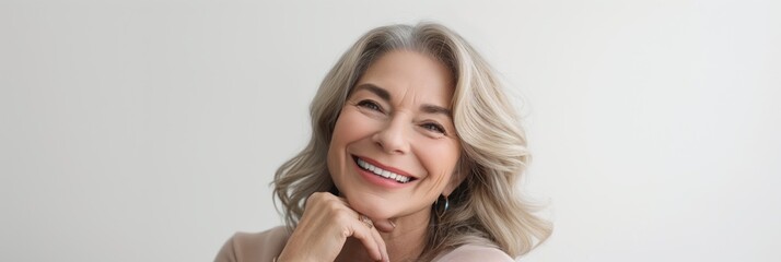 The portrait captures the essence of an elegant elderly lady exuding grace, wisdom, maturity, and contentment with her stylish gray hair, showcasing her timeless beauty Anti Aging and Rejuvenation