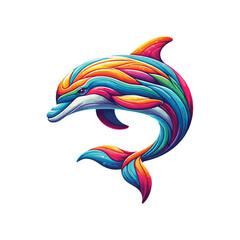 Colorful dolphin fish vector, ocean animal. © Ema