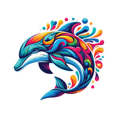 Colorful dolphin fish vector, ocean animal.