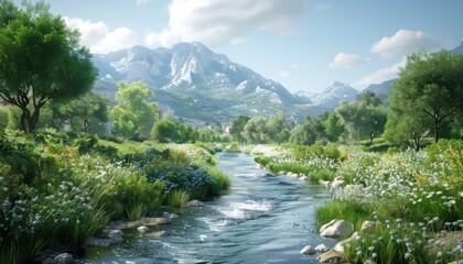 Sustainable Farm Development with Strategic Irrigation Systems Maximizing Crop Yields and Water Efficiency in a Lush Mountain Valley