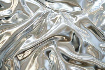 Shiny Silver Foil Wave Metal Abstract Texture Background with Glowing Effect