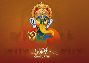 3d illustration of Indian festival Ganesh Chaturthi greetings , happy Ganesh Chaturthi.