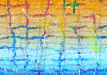 ガタつきゆがみ格子柄_サンセットイメージ