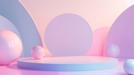 Elegant 3D Pastel Podiums and Abstract Backgrounds
