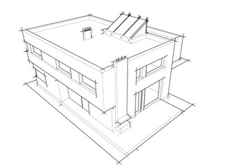 Architectural drawing vector 3d illustration
