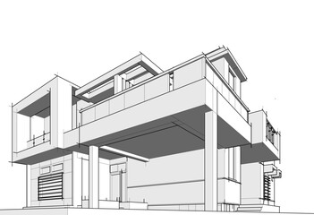 Architectural drawing vector 3d illustration