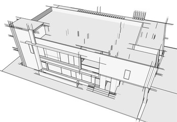 Architectural drawing vector 3d illustration