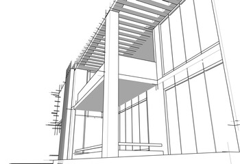 Architectural drawing vector 3d illustration